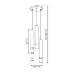 Czarna lampa wisząca Joker 3-punktowa z trzema cylindrycznymi kloszami o wysokości 425 mm, zawieszona na regulowanych linkach (500-900 mm). Średnica podsufitki wynosi 300 mm. Prosty, nowoczesny design idealny do różnych wnętrz.