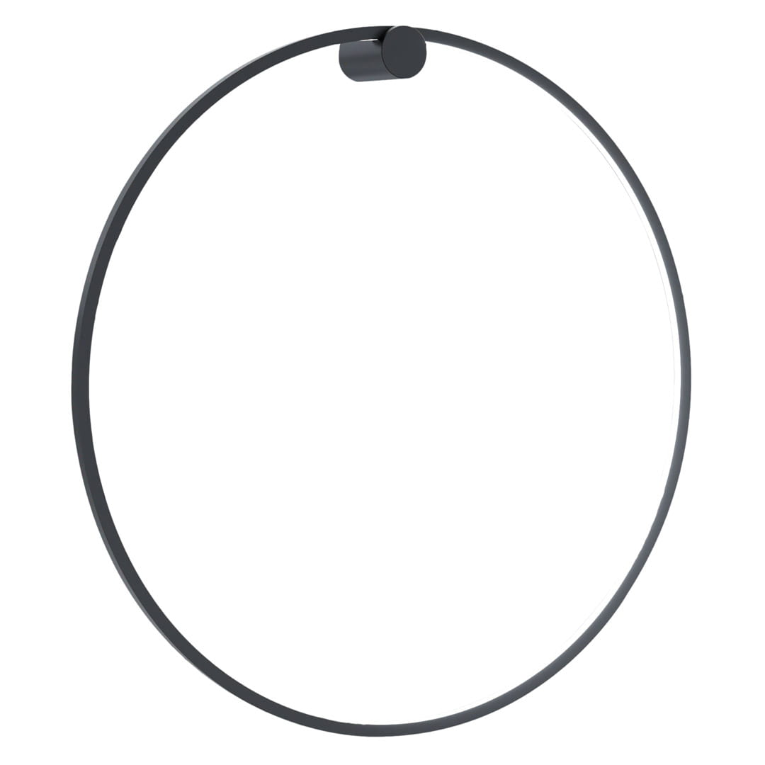 Kinkiet Saturno D80 w kolorze czarnym, o okrągłym kształcie, z zamontowanym źródłem światła LED o mocy 46W. Produkt prezentowany na białym tle, ukazujący minimalistyczny design i eleganckie wykończenie, idealny do nowoczesnych wnętrz.