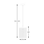 Czarna lampa wisząca Sergio z oprawą na żarówkę E14, o cylindrycznym kształcie i średnicy 15 cm. Wysokość regulowana w zakresie 50-150 cm. Wzór z pionowymi żłobieniami dodaje nowoczesnego charakteru.