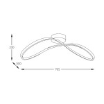 Lampa sufitowa Erda w kolorze czarnym, z LED o mocy 45W. Posiada nowoczesny, falisty kształt, z montażem sufitowym. Wymiary: długość 705 mm, szerokość 300 mm, wysokość 230 mm. Idealna do nowoczesnych wnętrz.