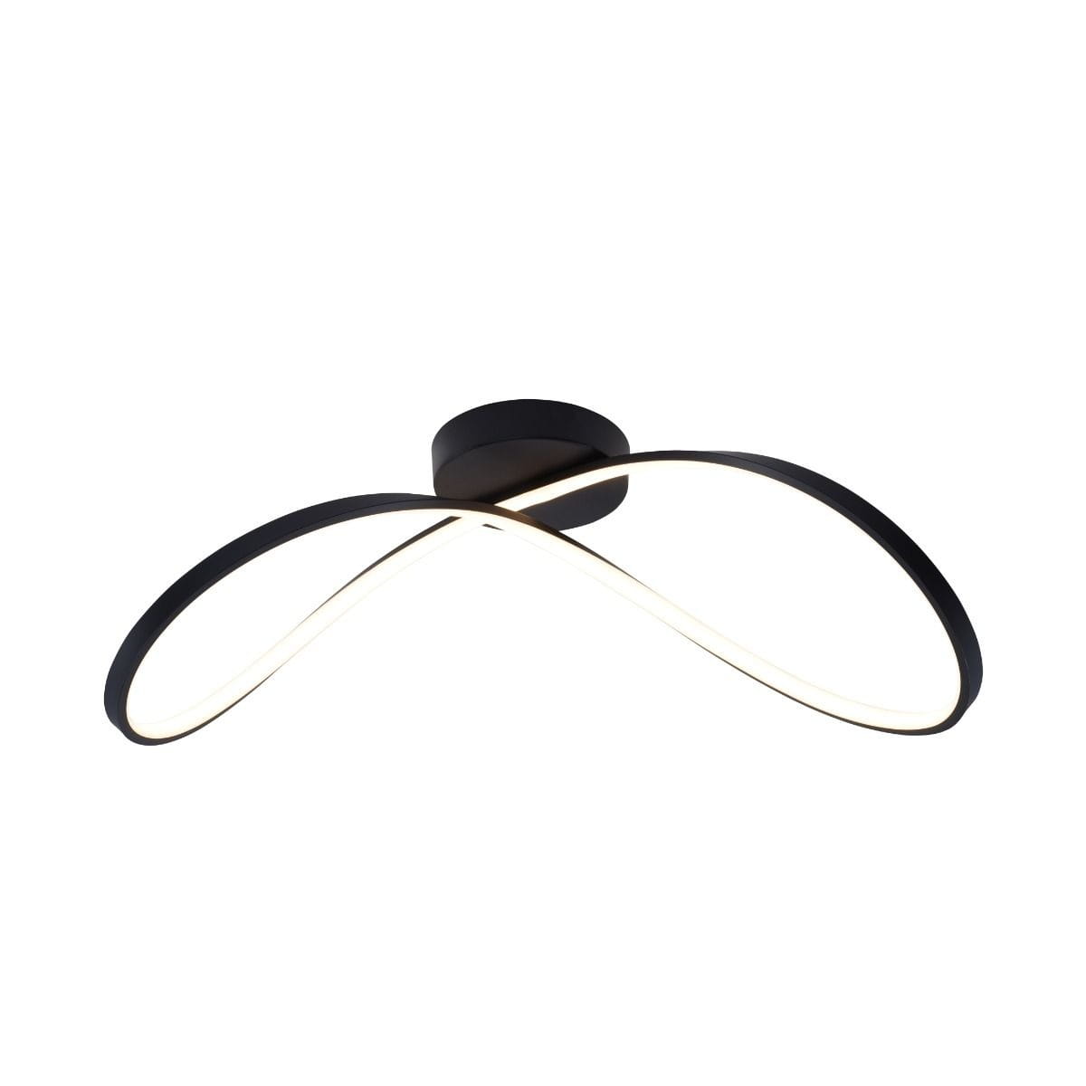 Lampa sufitowa Erda 1xLED/45W w kolorze czarnym, o nowoczesnym, falistym kształcie. Zawieszona na okrągłej podstawie, z białym paskiem LED wzdłuż krawędzi, tworzy minimalistyczną aranżację. Idealna do nowoczesnych wnętrz.