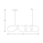 Lampa wisząca Balbo 1xLED/45W w złotym kolorze, o prostym, nowoczesnym kształcie. Zawieszona na długim przewodzie, z wymiarami 1200 mm szerokości i 1500 mm wysokości, z widocznymi okrągłymi elementami. Idealna do nowoczesnych wnętrz.