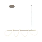 Lampa wisząca Balbo 1xLED/45W w kolorze złotym z opalowym, elastycznym kloszem w kształcie fal. Zawieszona na cienkim sznurku, montowana do sufitu, idealna do nowoczesnych wnętrz. Wymiary: długość 120 cm, wysokość regulowana.