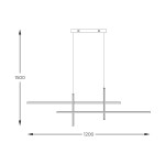 Lampa wisząca Edge 4xLED/42W w kolorze czarnym i złotym. Posiada prostokątny sufitowy element montażowy oraz cztery równoległe, płaskie ramiona. Wymiary: długość 1200 mm, wysokość 1500 mm. Idealna do nowoczesnych wnętrz.