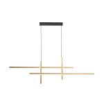 Lampa wisząca Edge 4xLED/42W w kolorze czarnym i złotym. Konstrukcja z prostokątnym, czarnym uchwytem oraz czterema złotymi, prostokątnymi ramionami. Zawieszona na cienkich, czarnych linkach. Idealna do nowoczesnych wnętrz.