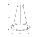 Lampa wisząca Breno D80 z jedną diodą LED o mocy 36W, w kolorze złotym. Okrągły kształt z zawieszeniem, wymiary: wysokość 1500 mm, średnica 800 mm. Idealna do nowoczesnych aranżacji wnętrz.