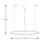 Lampa wisząca Claud w kolorze czarnym, z jedną żarówką LED o mocy 42W. Okrągły klosz o średnicy 900 mm zawieszony na regulowanych przewodach. Wysokość mocowania wynosi 1500 mm, co umożliwia dostosowanie do wnętrza.