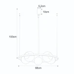 Lampa wisząca Orbit 5xE27 w kolorze czarno-białym, z okrągłym metalowym stelażem o średnicy 68 cm, zawieszona na kablu długości 100 cm. Posiada pięć okrągłych kloszy, każdy o średnicy 10 cm, rozmieszczonych równomiernie.