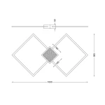 Lampa sufitowa Hex 3xLED/30W w kolorze złotym, o geometrycznym kształcie z trzema kwadratowymi panelami LED. Wymiary: 1000 mm szerokości, 565 mm wysokości, 50 mm głębokości. Montaż sufitowy, minimalistyczny styl.
