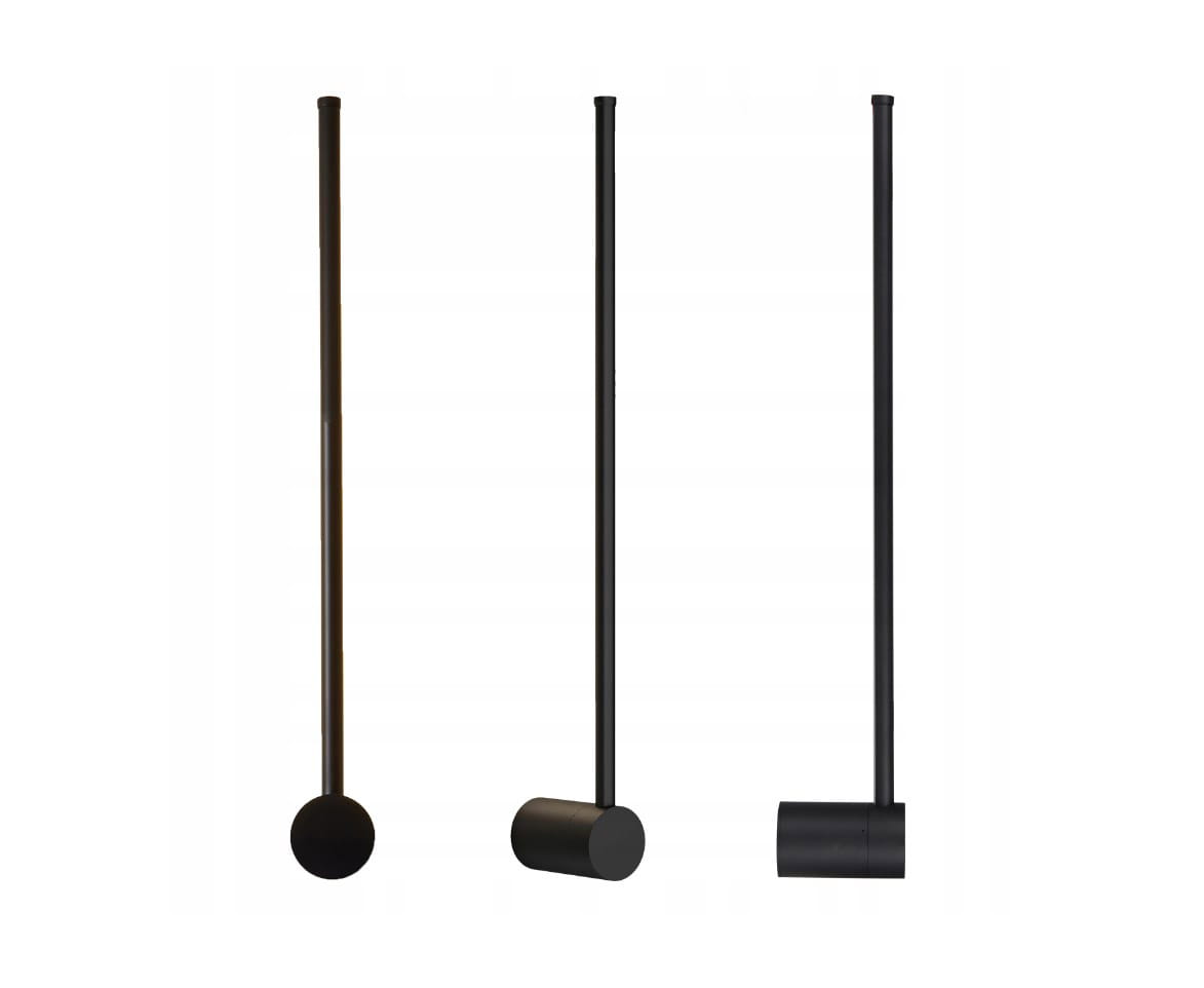 Kinkiet Catrina 60 w kolorze czarnym, z jedną żarówką LED o mocy 9W i temperaturze barwowej 4000K. Produkt ma prostą, cylindryczną formę z okrągłą podstawą, ustawiony pionowo, na jednolitym tle.