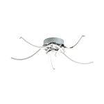 Lampa sufitowa Focus 5xLED/35W w chromowanej obudowie. Posiada pięć elastycznych, podświetlanych ramion w białym kolorze, które rozpraszają światło. Ujęcie z dołu, ukazujące nowoczesny design i kształt lampy.