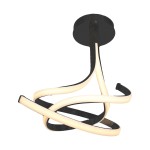 Czarna lampa sufitowa Viso z dwoma źródłami LED o mocy 45W, z unikalnym, spiralnym kształtem. Wykonana z materiału o gładkiej fakturze, zawieszona na okrągłej podsufitce. Świetnie nadaje się do nowoczesnych wnętrz.