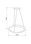 Lampa wisząca Girona 1xLED/26W w kolorze niklowym, o okrągłym kształcie z pętlą, zawieszona na dwóch cienkich kablach. Wymiary: średnica 450 mm, wysokość 1500 mm. Prosta konstrukcja, idealna do nowoczesnych wnętrz.