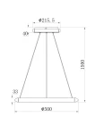 Lampa wisząca Newa z dwoma źródłami LED, wykonana z aluminium. Kształt stożkowaty, średnica 500 mm, wysokość 1500 mm. U góry okrągła podsufitka o średnicy 215,5 mm. Kolor aluminium, minimalistyczny design. Idealna do nowoczesnych wnętrz.