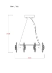 Lampa wisząca Tiara 6xE14 w kolorze złotym, o wymiarach 110 cm wysokości i 50 cm szerokości. Produkt ma prostą, elegancką konstrukcję z sześcioma okrągłymi kloszami, zawieszony na cienkich linkach. Idealna do nowoczesnych wnętrz.