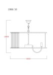 Lampa wisząca Paris 1906/10 w kolorze złotym, przeznaczona na 10 żarówek E14. Wymiary: 100 cm wysokości i 60 cm szerokości. Prosta konstrukcja z metalowym stelażem, z widocznym mocowaniem i kablem. Idealna do nowoczesnych wnętrz.