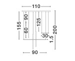 Lampa wisząca Buga z pięcioma źródłami LED o mocy 35W, w kolorze czarnym. Wymiary: szerokość 110 cm, wysokość 155 cm, z różnymi długościami zwisów (60, 90, 125, 200 cm). Prosta konstrukcja z metalowymi elementami.
