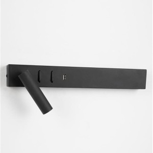 Zarate L kinkiet z gniazdem USB 2xLED/8W czarny do czytania