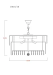 Lampa wisząca Camille z 16 gniazdami E14, w kolorze złotym. Wymiary: 95 cm wysokości i 60 cm szerokości. Posiada dekoracyjne elementy w postaci kryształków oraz proste, eleganckie ramiona. Montaż sufitowy, układ poziomy.