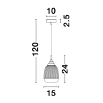 Lampa wisząca Ahigal 1xE14 w kolorze złotym, o wysokości 120 cm i średnicy 15 cm. Posiada okrągły, dekoracyjny klosz z delikatnym żłobieniem. Montaż na suficie, zawieszenie na cienkim przewodzie.