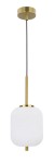 Lampa wisząca Pilar L D16,5 z mocowaniem w kolorze złotym, z białym, matowym kloszem o lekko prostokątnym kształcie. Zawieszona na czarnym przewodzie, z montażem sufitowym. Wymaga żarówki E14.