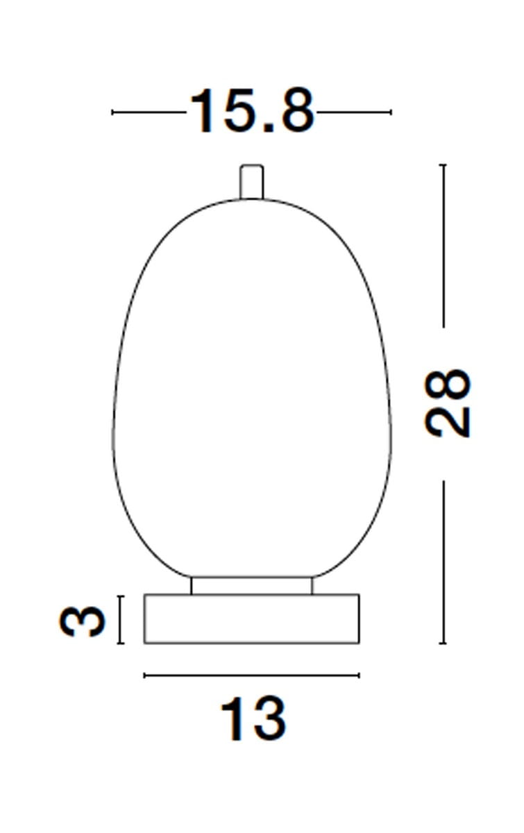 Lampa stołowa Pilar D15,8 w kolorze złotym, o kształcie eliptycznym. Wymiary: wysokość 28 cm, średnica 15,8 cm, podstawka o szerokości 13 cm. Wykonana z metalu, przeznaczona na żarówkę E14. Stojąca, z gładką powierzchnią.