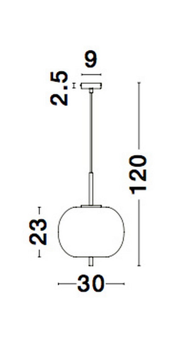Lampa wisząca Marc XL D30 w kolorze czarnym, z oprawą na żarówkę E27. Okrągła, matowa obudowa o średnicy 30 cm i wysokości 23 cm, zawieszona na cienkim, metalowym przewodzie o długości 120 cm. Wymiary mocowania: 9 cm x 2,5 cm.