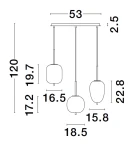 Lampa wisząca Marc w kolorze czarnym, z trzema kloszami, każdy o różnej wysokości (15,8 cm, 16,5 cm, 22,8 cm). Wymiary: długość 53 cm, wysokość 120 cm. Przeznaczona do żarówek E14. Prosta, nowoczesna forma idealna do wnętrz.