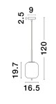 Lampa wisząca Pilar L o wymiarach 16,5 cm średnicy i 120 cm wysokości, z metalowym kloszem w kolorze złotym i czarnym. Ujęcie frontalne, pokazujące prostą konstrukcję z kablem i mocowaniem sufitowym.