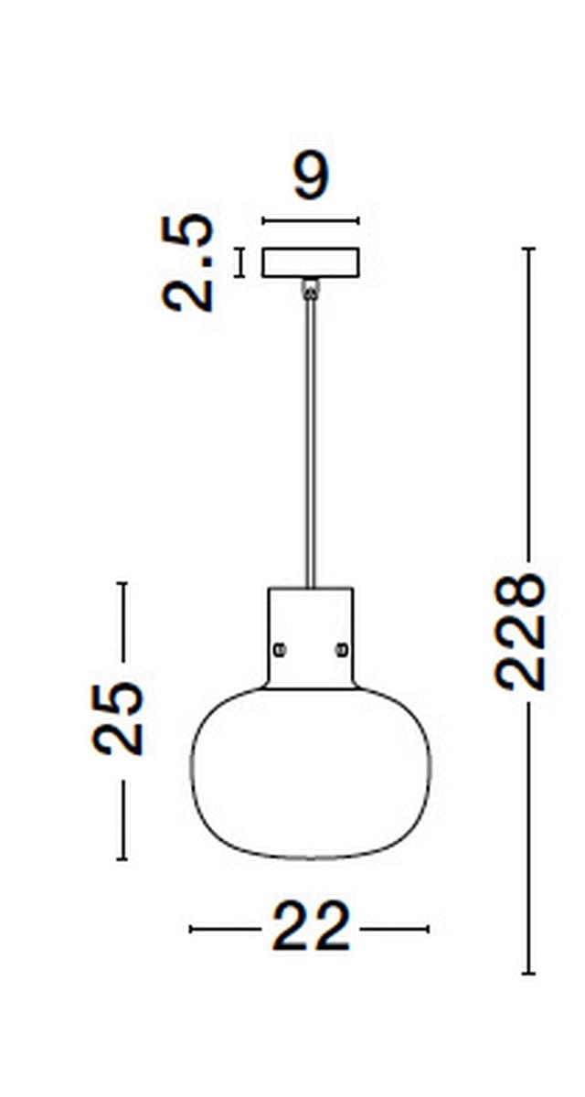 Czarna lampa wisząca Padre z jednym gniazdem E27, o okrągłym kloszu. Wymiary: wysokość 25 cm, średnica klosza 22 cm. Zawieszona na cienkim przewodzie, z prostokątnym mocowaniem o wymiarach 9 x 2,5 cm.