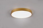 Plafon Doha 1xLED/29W w kolorze mosiądzu, o okrągłym kształcie i matowej powierzchni. Montowany na suficie, z białą, oświetlającą częścią w centrum. Prosta forma, idealny do nowoczesnych wnętrz.