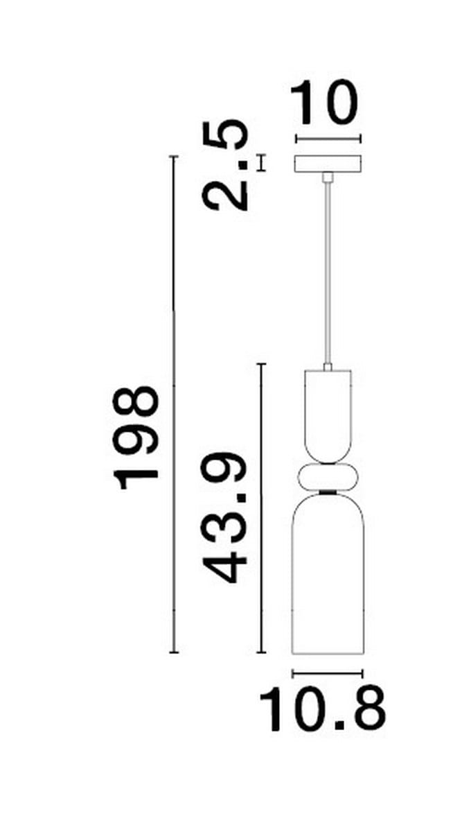 Lampa wisząca Balam 1xE14 w kolorze złotym, o wysokości 198 cm i średnicy 10,8 cm. Kształt cylindryczny z dekoracyjnym elementem w centralnej części. Zawieszona na cienkim przewodzie, idealna do nowoczesnych wnętrz.