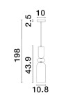 Lampa wisząca Balam 1xE14 w kolorze złotym, o wysokości 198 cm i średnicy 10,8 cm. Kształt cylindryczny z dekoracyjnym elementem w centralnej części. Zawieszona na cienkim przewodzie, idealna do nowoczesnych wnętrz.