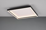 Plafon Rotonda 1xLED/20W w kolorze czarnym, kwadratowy, montowany na suficie. Posiada matową, białą oprawę oraz subtelną, ciepłą iluminację. Widok z dołu, podkreślający minimalistyczny design i eleganckie wykończenie.