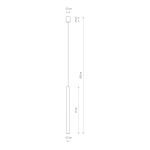 Lampa wisząca Laser 75 o wymiarach 75 cm wysokości i 2,5 cm szerokości, z metalowym, złotym wykończeniem. Posiada klosz na jedną żarówkę G9, zawieszona na cienkim kablu. Prosty, nowoczesny design.
