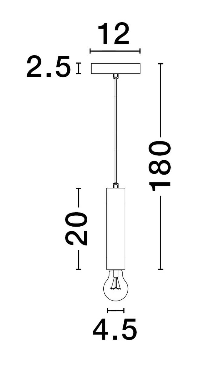 Lampa wisząca Bajan 20 w kolorze złotym, z oprawką na żarówkę E27. Wymiary: wysokość 180 cm, szerokość 12 cm, głębokość 2,5 cm. Prosty, cylindryczny kształt z cienkim zawieszeniem, idealna do nowoczesnych wnętrz.