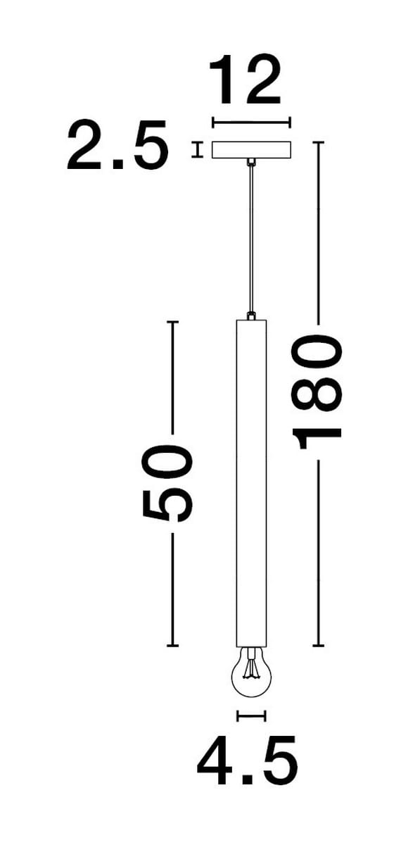 Lampa wisząca Bajan 50, z gwintem E27, w kolorze złotym. Wymiary: długość 180 cm, szerokość 12 cm, wysokość 50 cm. Prosta, cylindryczna konstrukcja ze szklanym kloszem, zawieszona na cienkim przewodzie. Idealna do nowoczesnych wnętrz.