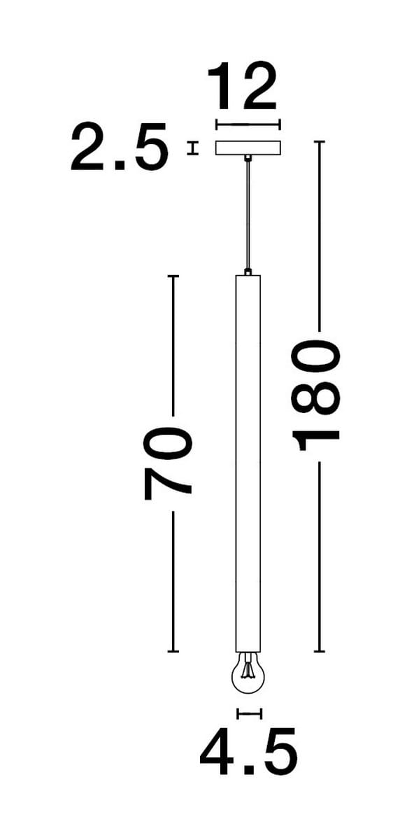 Lampa wisząca Bajan 70, kolor złoty, z jedną oprawą E27. Wymiary: wysokość 70 cm, szerokość 12 cm, głębokość 4,5 cm. Prosta konstrukcja z metalowym zawieszeniem, idealna do nowoczesnych wnętrz.