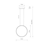 Czarna lampa wisząca Circolo D45 o średnicy 45 cm, wysokości 45 cm z regulowanym zawieszeniem do 140 cm. Wyposażona w żarówkę LED 18W, barwa światła 4000K. Prosty, okrągły kształt, montowana sufitowo.