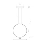Lampa wisząca Circolo D60 w kolorze czarnym, z pojedynczym źródłem LED 21W i temperaturą barwową 3000K. Okrągły klosz o średnicy 60 cm i wysokości 60 cm, zawieszona na regulowanym przewodzie do maksymalnej długości 140 cm.