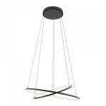 Lampa wisząca Circolo D60 w kolorze czarnym z dwoma pierścieniami LED. Posiada dwa źródła światła o mocy 35W i temperaturze barwowej 3000K. Zawieszona na cienkich linkach, z okrągłym mocowaniem sufitowym.
