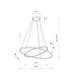 Lampa wisząca Circolo D60 w kolorze czarnym z dwoma źródłami LED, moc 35W, temperatura barwowa 3000K. Kształt podwójnego pierścienia, średnica 60 cm, maksymalna wysokość 140 cm, z detalami w postaci cienkich przewodów.