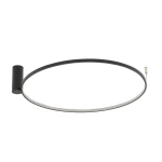Lampa sufitowa Circolo D60 w kolorze czarnym, o okrągłym kształcie, z jedną diodą LED o mocy 21W i temperaturze barwowej 3000K. Ujęcie z boku, pokazujące element mocujący. Prosta, nowoczesna forma bez dodatkowych zdobień, na jednolitym tle.