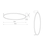 Czarna lampa sufitowa Circolo D60 o wymiarach 60 cm x 65 cm, z wysokością 13 cm. Posiada oprawę na 1 LED o mocy 21W i barwie światła 4000K. Kształt owalny, zamontowana na suficie, z eleganckim, minimalistycznym designem.
