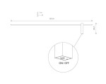 Motive 120 kinkiet w kolorze czarnym, długość 120 cm, wysokość 18 cm, z wbudowanym źródłem światła LED 16W o temperaturze barwowej 3000K. Ujęcie z boku, z widocznym przełącznikiem ON/OFF oraz szczegółami konstrukcji.