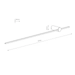 Kinkiet Saber 120 w kolorze czarnym, długość 120 cm, wysokość 5,5 cm, z okrągłym korpusem. Źródło światła LED 16W, barwa 3000K. Produkt w pozycji poziomej, z prostą, minimalistyczną formą.