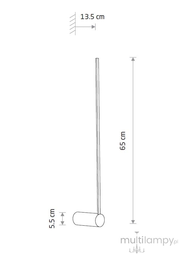 Kinkiet Arm 65 w kolorze czarnym, wykonany z metalu, z jedną diodą LED 10W, wysokość 65 cm, średnica podstawy 5,5 cm. Prosta, minimalistyczna konstrukcja. Wymiary: 13,5 cm x 65 cm.