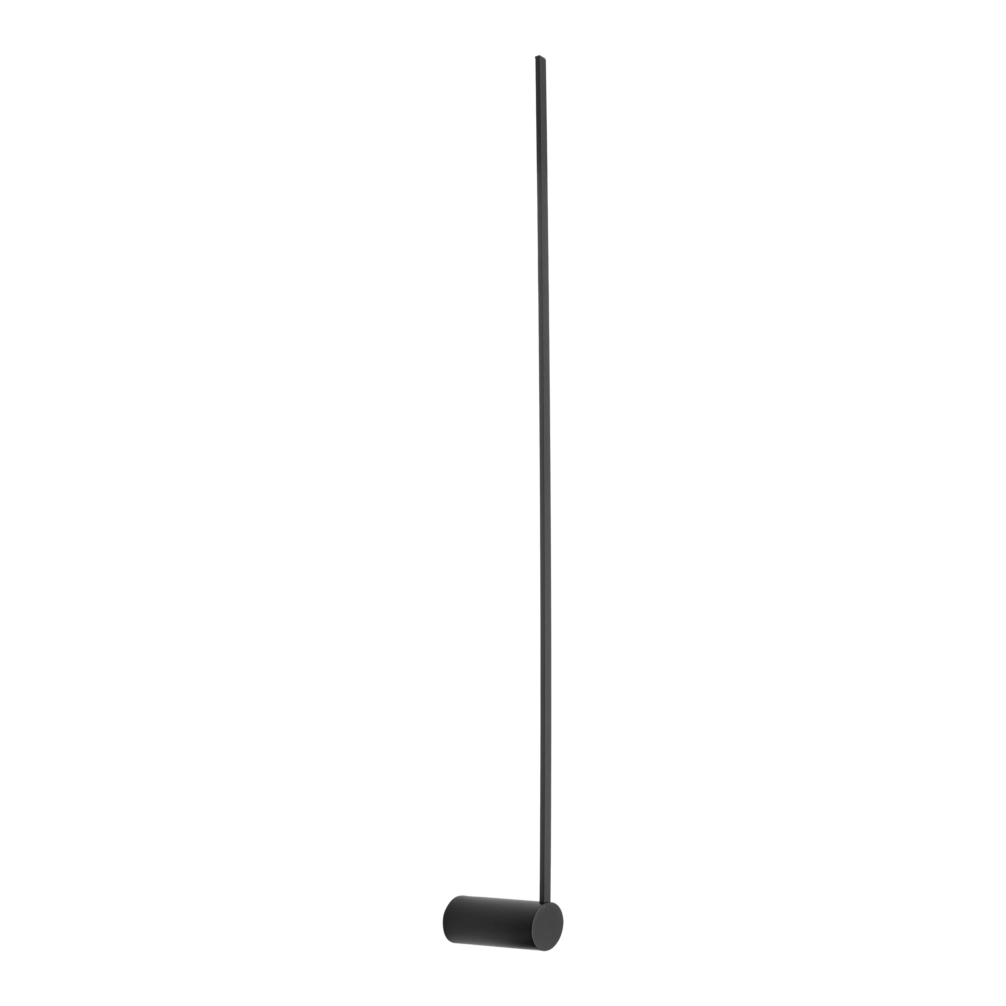 Kinkiet Arm 105 w kolorze czarnym, z pojedynczym źródłem światła LED o mocy 14W i temperaturze barwowej 4000K. Produkt o prostym, minimalistycznym kształcie, z długim, smukłym ramieniem i okrągłą podstawą, montowany na ścianie.