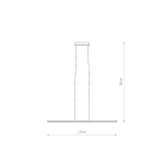 Lampa wisząca Bar L120 w kolorze czarnym, z pojedynczym źródłem LED o mocy 21W i temperaturze barwowej 3000K. Wymiary: długość 120 cm, wysokość 160 cm. Prosty, nowoczesny design, idealna do różnych aranżacji wnętrz.
