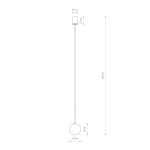Lampa wisząca Karo z jedną oprawą G9, w kolorze czarnym i złotym. Wysoka na 120 cm, z okrągłym kloszem o średnicy 16 cm i cienkim przewodem. Prosta, minimalistyczna forma idealna do nowoczesnych wnętrz. Montaż sufitowy.